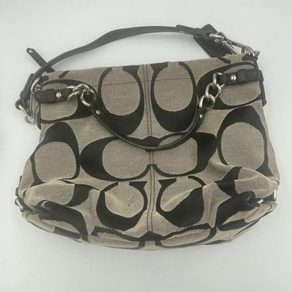 Coach Vintage Signature Brooke Canvas Hobo Bag Handbag 90s Y2K Logo Black - Picture 1 of 10